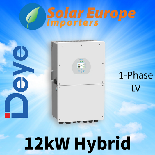 Deye: 12Kw Single Phase LV Hybrid Inverter – VOC: 500V Battery: 60V CT&WIFI Incl (SUN-12K-SG01LP1-EU)