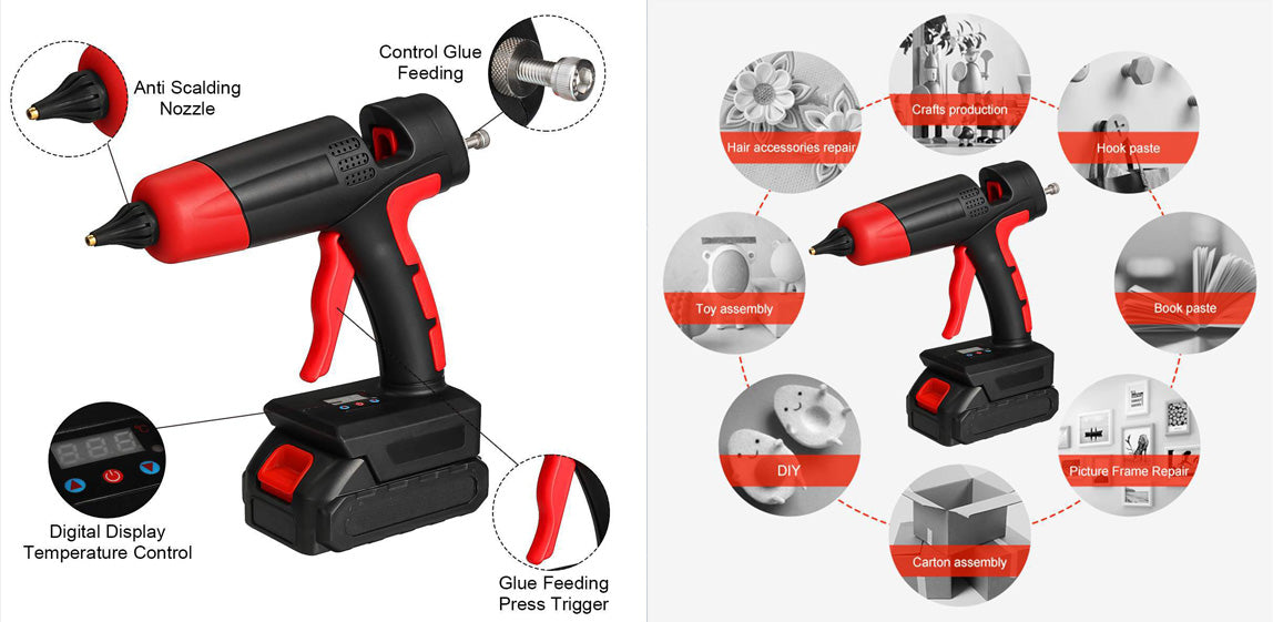 Cordless Glue Gun (Tool Kit) with Rechargeable Li-Ion Battery