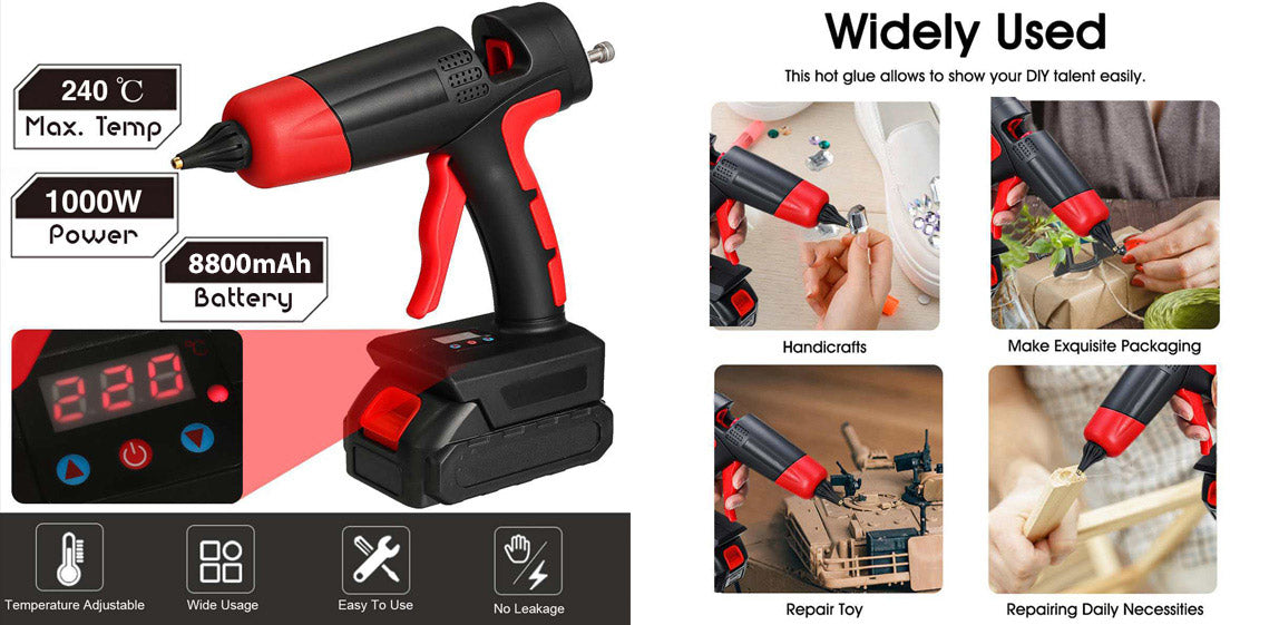 Cordless Glue Gun with Rechargeable Li-Ion Battery